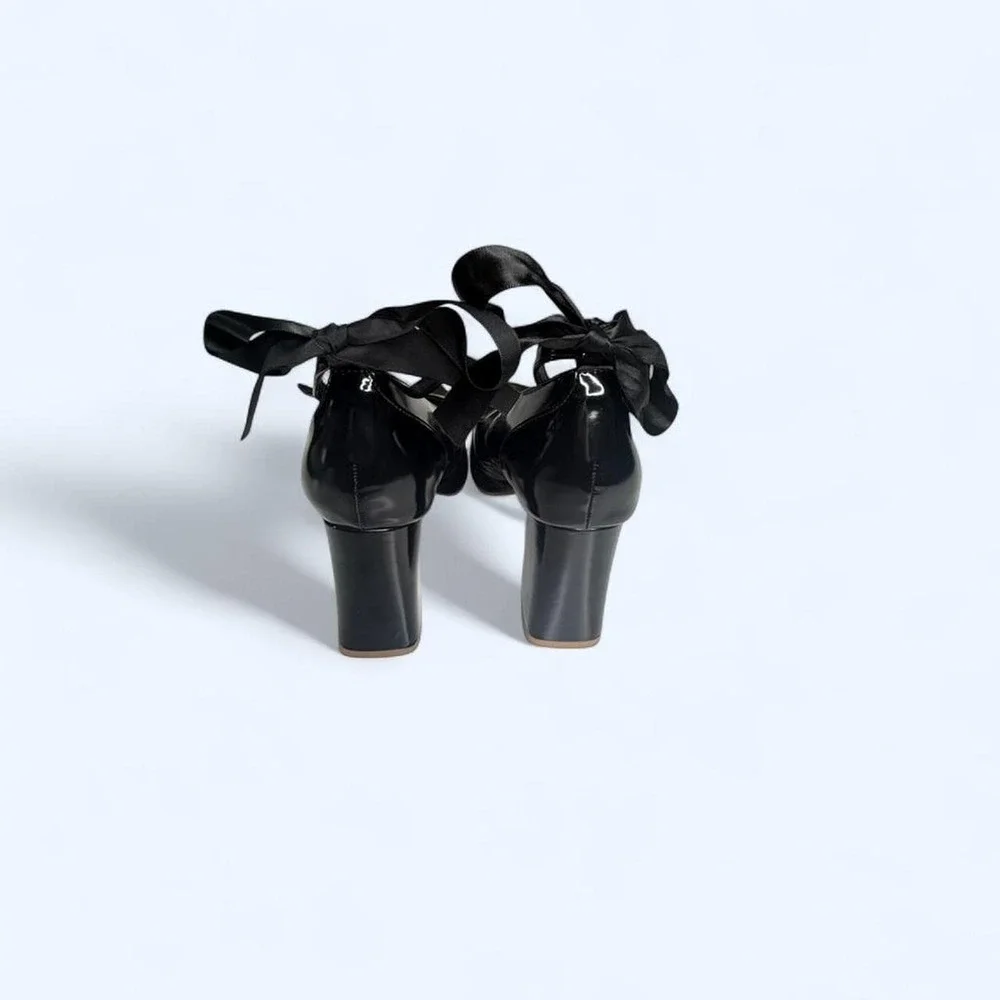 Black Patent Mary Jane Heels w/ Bow Gothic Dark Academia